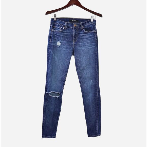 J Brand Size 27 Mid Rise Skinny Leg Jeans Salem Dark Blue Wash - Picture 1 of 10